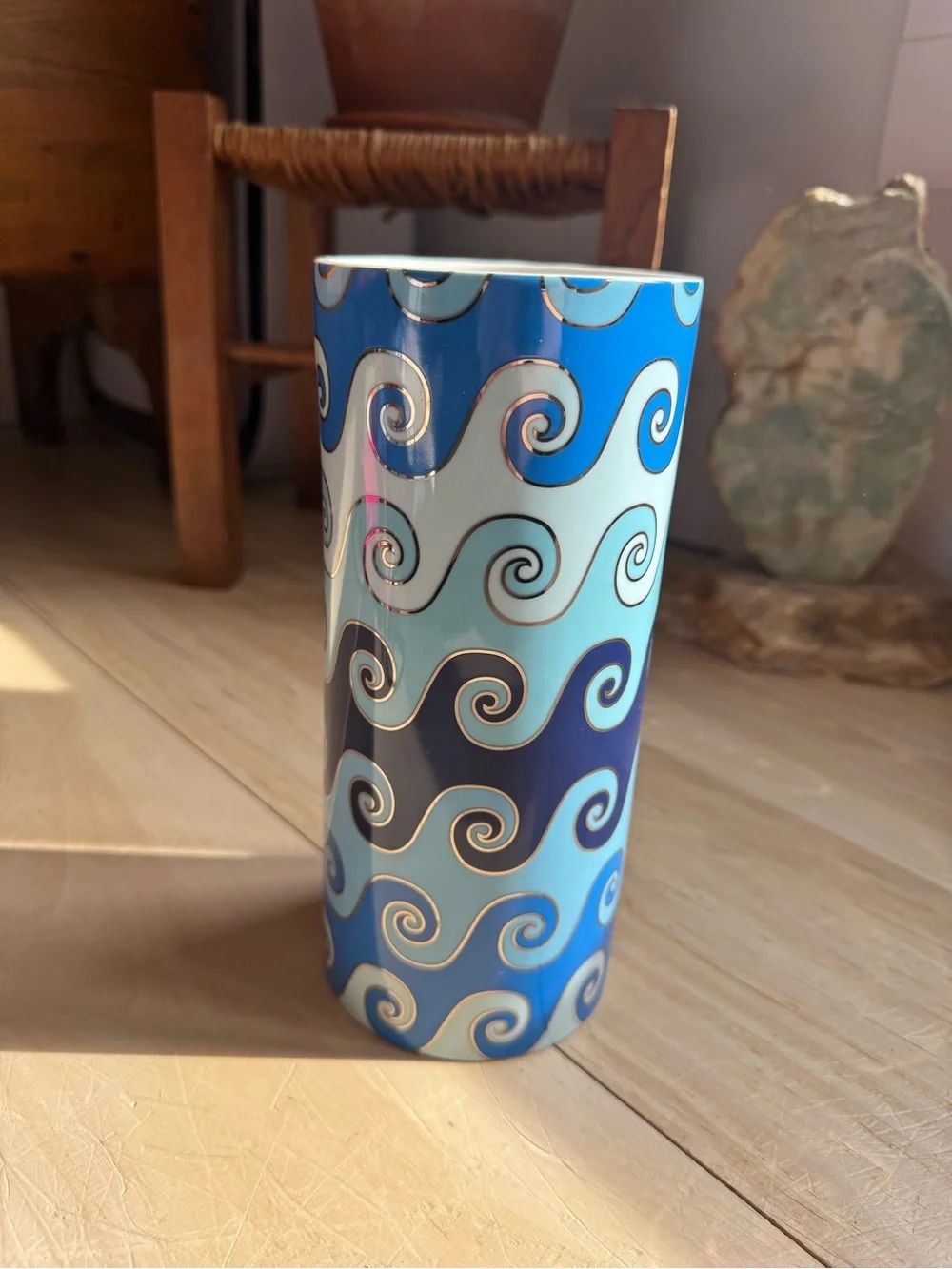 Jonathon Adler Carnaby Waves Vase Blue